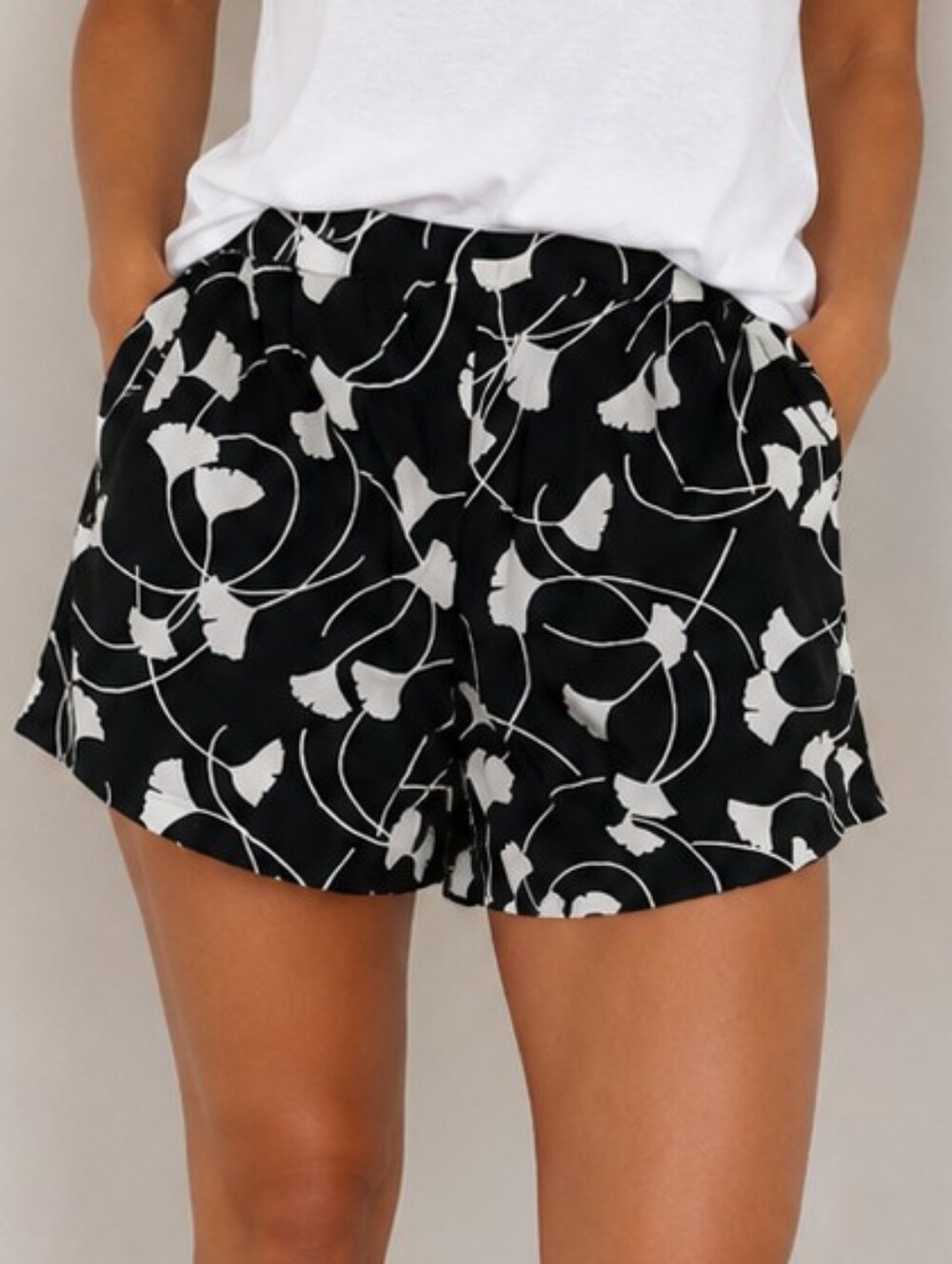 Black & White Floral Print Shorts